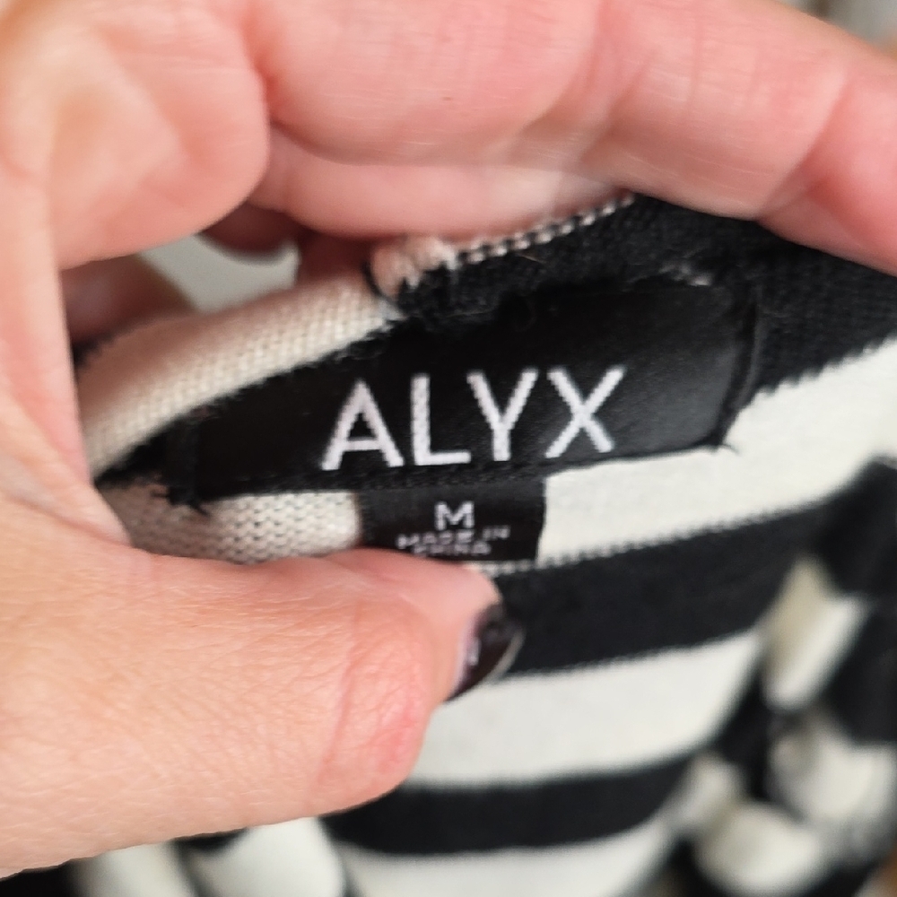 Alyx Black & White Striped  Zip UpHoodie Sweater Cardigan Size M - Picture 4 of 6